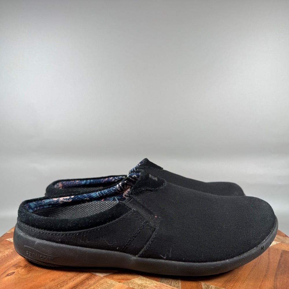 Spenco Siesta Canvas Black Orthotic Support Mule Clog Womens 9.5 B Slip On Shoes